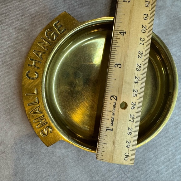 Small Change Brass Dish Money Pocket Coin Holder Tray Trinket Vintage - Picture 4 of 5